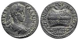 Gallienus (253-268). Lydia, Magnesia ad Sipylum. Æ (27.5mm, 12.18g, 6h). Aur. Longeinos II, magistrate. Laureate, draped and cuirassed bust r. R/ Priz...