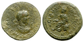 Gallienus (253-268). Pamphylia, Side. Æ 10 Assaria (30mm, 19.83g, 12h). Laureate, draped and cuirassed bust r. R/ Tyche seated l. Cf. SNG BnF 906-8. G...
