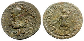Gallienus (253-268). Pamphylia, Side. Æ 5 Assaria (30mm, 16.32g, 6h). Radiate, draped and cuirassed bust r.; below, eagle facing, head l., wings sprea...