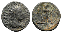 Gallienus (253-268). Lycaonia, Iconium. Æ (23mm, 6.17g, 1h). Radiate, draped and cuirassed bust r. R/ Athena seated l., holding nike and sceptre. von ...