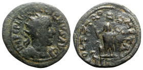 Gallienus (253-268). Phoenicia, Tyre. Æ Dichalkon (31mm, 16.21g, 6h). Radiate, draped and cuirassed bust r. R/ Hermes-Thoth standing l., holding papyr...