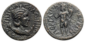 Salonina (Augusta, 254-268). Pamphylia, Perge. Æ 10 Assaria (29.5mm, 14.64g, 6h). Draped bust r., wearing stephane and set upon crescent. R/ Harpocrat...