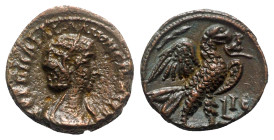 Salonina (Augusta, 254-268). Egypt, Alexandria. BI Tetradrachm (21mm, 9.46g, 12h), year 15 of Gallienus (AD 267/8). Draped bust r., wearing stephane. ...