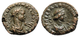 Aurelian and Vaballathus (270-275). Egypt, Alexandria. BI Tetradrachm (21.5mm, 9.08g, 12h), year 1 of Aurelian and 4 of Vaballathus (AD 270/1). Laurea...