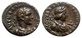 Aurelian and Vaballathus (270-275). Egypt, Alexandria. BI Tetradrachm (21mm, 8.60g, 12h), year 1 of Aurelian and 4 of Vaballathus (AD 270/1). Laureate...