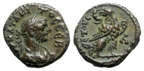 Tacitus (275-276). Egypt, Alexandria. BI Tetradrachm (20mm, 9.19g, 11h), year 1 (AD 275/6). Laureate, draped and cuirassed bust r. R/ Eagle standing r...