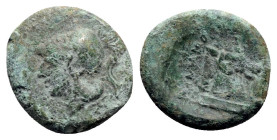 Roman Republican, Anonymous, Rome, c. 260 BC. Æ (20mm, 5.72g, 4h). Helmeted head of Minerva l. R/ Head of bridled horse r. Crawford 17/1a; HNItaly 278...