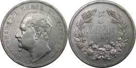 Europäische Münzen und Medaillen, Bulgarien / Bulgaria. Ferdinand I. (1887-1918). 5 Lewa 1892 KB, Kremnitz. Silber. 24,91 g. KM 15. Fast Vorzüglich. F...