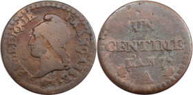 Europäische Münzen und Medaillen, Frankreich / France. Erste Republik (1794-1803). 1 Centime L'An 7 1798 A. Kupfer. 1,80 g. 18 mm. KM 646. Schön+