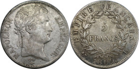 Europäische Münzen und Medaillen, Frankreich / France. Napoleon I. 5 Francs 1809 L, Bayonne. Silber. KM 694.9. Sehr schön