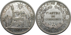 Europäische Münzen und Medaillen, Frankreich / France. Französisch-Indochina. 1 Piaster 1901 A. Silber. KM 5a.1. Sehr schön