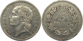 Europäische Münzen und Medaillen, Frankreich / France. Dritte Republik (1870-1940). 5 Francs 1933. Nickel. KM 888. Sehr schön-vorzüglich. Kl.Randfehle...