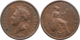 Europäische Münzen und Medaillen, Großbritannien / Vereinigtes Königreich / UK / United Kingdom. George IV. (1820-1830). 1 Penny 1826. Kupfer. KM 693,...