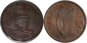 Europäische Münzen und Medaillen, Irland / Ireland. Henne mit Küken. Penny 1940. Bronze. KM 11. Vorzüglich, Winz.Kratzer