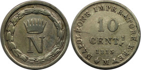 Europäische Münzen und Medaillen, Italien / Italy. Napoleon I. 10 Centesimi 1813 M. Billon. 1,98 g. KM C# 4. Fast Vorzüglich