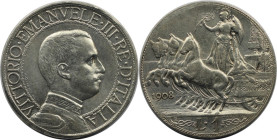 Europäische Münzen und Medaillen, Italien / ItaIy. Vittorio Emanuele III. (1900-1946). 1 Lira 1908 R. Silber. KM 45. Fast Vorzüglich