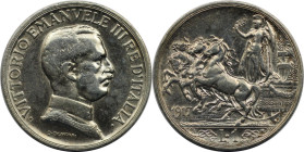 Europäische Münzen und Medaillen, Italien / ItaIy. Vittorio Emanuele III. (1900-1946). 1 Lira 1917 R. Silber. KM 57. Fast Stempelglanz