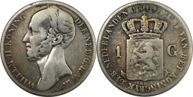 Europäische Münzen und Medaillen, Niederlande / Netherlands. Wilhelm II. (1840-1849). 1 Gulden 1844. Silber. KM 66. Schön-sehr schön