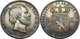 Europäische Münzen und Medaillen, Niederlande / Netherlands. William III. (1849-1890). 1/2 Gulden 1863. Silber. KM 92. Vorzüglich. Feine Patina