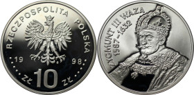 Europäische Münzen und Medaillen, Polen / Poland. Sigismund III. (1587-1632). 10 Zlotych 1998. 14,14 g. 0.925 Silber. 0.42 OZ. KM Y# 337. Polierte Pla...