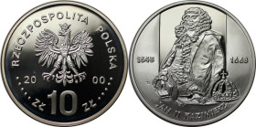 Europäische Münzen und Medaillen, Polen / Poland. Jan Kazimierz II. (1648-68). 10 Zlotych 2000. 14,14 g. 0.925 Silber. 0.42 OZ. KM Y# 400. Polierte Pl...