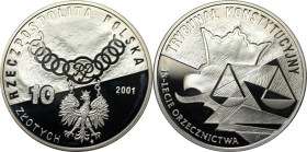 Europäische Münzen und Medaillen, Polen / Poland. 15 Jahre Verfassungsgericht. 10 Zlotych 2001. 14,14 g. 0.925 Silber. 0.42 OZ. KM Y# 413. Polierte Pl...