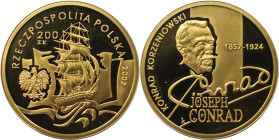 Europäische Münzen und Medaillen, Polen / Poland. 150. Geburtstag von Konrad Korzeniowski/Joseph Conrad. 200 Zlotych 2007. 15,52 g. 0.900 Gold. 0.45 O...