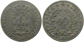 Europäische Münzen und Medaillen, Portugal. Maria II. 40 Reis 1833. Bronze. KM 402. Sehr schön+