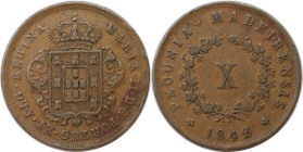 Europäische Münzen und Medaillen, Portugal. PORTUGIESISCHE BESITZUNGEN. MADEIRA. 10 Reis 1842. Kupfer. KM 2. Sehr schön