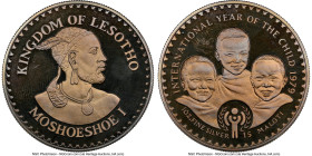 Moshoeshoe II Pair of Certified copper-nickel Proof "Year of the Child" Maloti Die Trials NGC, 1) copper-nickel Proof 15 Maloti Die Trial PR66 Ultra C...