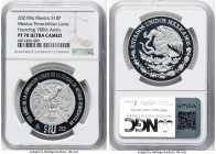 Estados Unidos silver Proof "Foundation of Tenochtitlan" 10 Peso 2021-Mo PR70 Ultra Cameo NGC, Mexico City mint, KM995. Commemorating the 700th Annive...