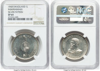 Sobhuza II Pair of Certified silver "Independence" Luhlanga 1968 NGC, 1) silver Specimen Pattern Luhlanga 1968 SP64 NGC, KM-Pn-Unl 2) silver Proof Luh...