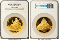 Confederation gold Proof "The Matterhorn" 12 Unzen (12 oz) 1987 PR69 Ultra Cameo NGC, KM-XMB15. Mintage: 250. A gorgeously designed Swiss commemorativ...