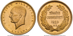 Republic gold 25 Kurush 1923 Year 43 (1966) MS63 NGC, KM851. HID09801242017 © 2024 Heritage Auctions | All Rights Reserved www.HA.com/TexasAuctioneerL...