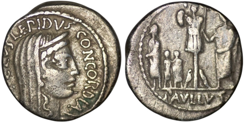 Roman Republican L. Aemilius Lepidus Paullus (62 BC). AR Denarius (3.69g/ 18mm)....