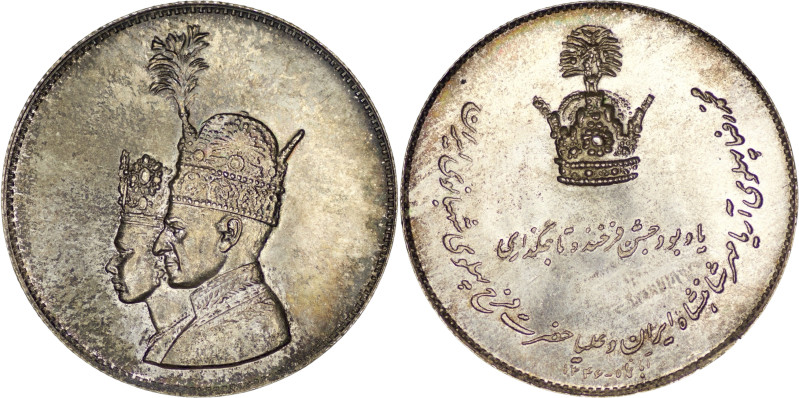Pahlavi. Silver Coronation Medal (10.63g/ 30mm). Pahlavi Mohammad Reza Shah & Fa...