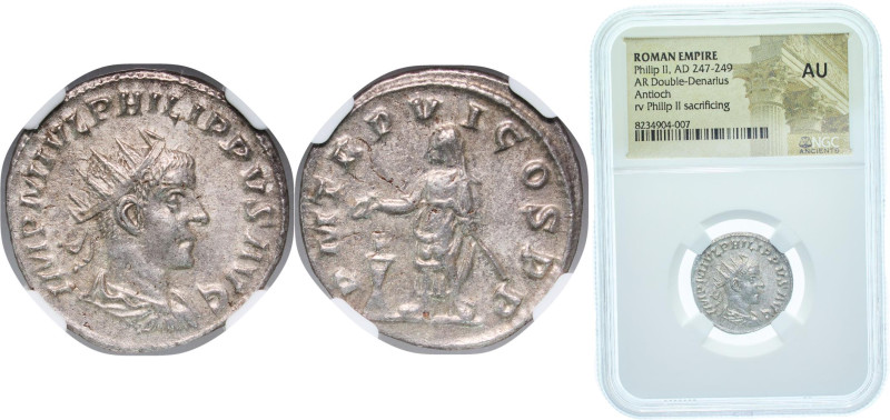 Rome Roman Empire 249 AR Antoninianus - Philippus II (P M TR P VI COS P P) Silve...