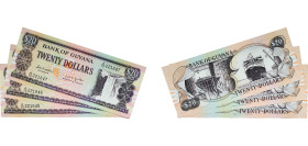 Guyana Republic 1996 - 2018 20 Dollars (3 Lots) Paper UNC P 30