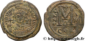 JUSTINIAN I
Type : Follis 
Date : an 13 
Mint name / Town : Constantinople 
Metal : copper 
Diameter : 40  mm
Orientation dies : 6  h.
Weight : 22,98 ...