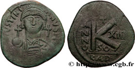 JUSTINIAN I
Type : Demi-follis 
Date : an 13 
Mint name / Town : Carthage 
Metal : copper 
Diameter : 31  mm
Orientation dies : 5  h.
Weight : 11,91  ...