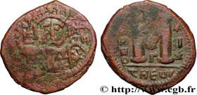 JUSTIN II
Type : Follis 
Date : an 11 
Mint name / Town : Antioche 
Metal : copper 
Diameter : 33,5  mm
Orientation dies : 6  h.
Weight : 17,77  g.
Ra...