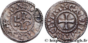 CHARLES II LE CHAUVE / THE BALD
Type : Denier 
Date : c. 864-875 
Date : s.d. 
Mint name / Town : Chartres 
Metal : silver 
Diameter : 21  mm
Orientat...