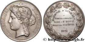 III REPUBLIC
Type : Médaille, Harmonie d’Asnières, Témoignage de satisfaction 
Date : 1892 
Metal : silver 
Diameter : 45,5  mm
Engraver : VAUTHIER-GA...