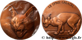 ANIMALS
Type : Médaille animalière - Lynx Caracal 
Date : 1984 
Mint name / Town : Monnaie de Paris 
Metal : bronze 
Diameter : 67,5  mm
Engraver : HU...