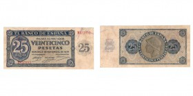25 Pesetas. Burgos, 21 Noviembre 1936. Serie E. ED.D20A. MBC+