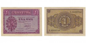 1 Peseta. Burgos, 12 Octubre 1937. Serie A. ED.D26. SC