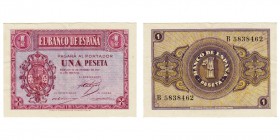 1 Peseta. Burgos, 12 Octubre 1937. Serie B. ED.D26A. EBC-