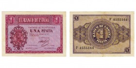 1 Peseta. Burgos, 12 Octubre 1937. Serie F. ED.D26A. MBC+