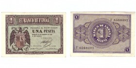 1 Peseta. Burgos, 28 FEBRERO 1938. Serie F. ED.D28A. EBC-