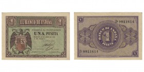 1 Peseta. Burgos, 30 Abril 1938. Serie D. ED.D29A. SC